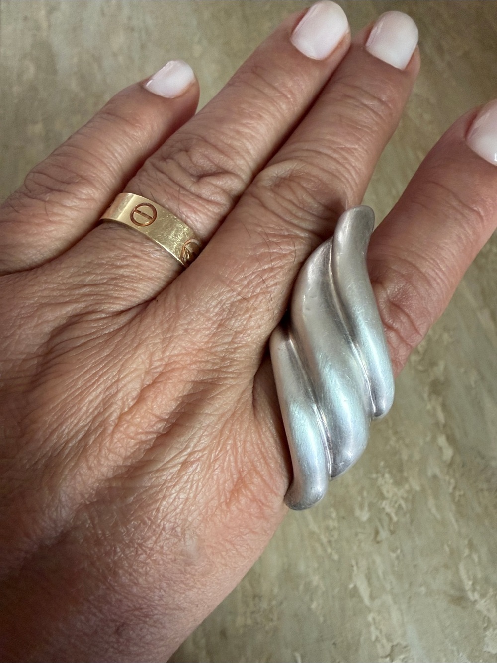 Silver Sculptural Statement Ring - Women Jewelry